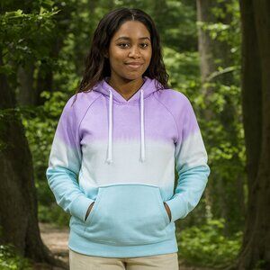 Courtney Burnout V-Notch Hoodie Style W1162 Mermaid Ombre Color Size M